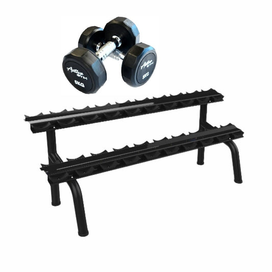 Set Rastel de Gantere + Gantere caucuicate de la 2.5 kg pana 25 kg
